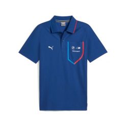 Polo Puma BMW MMS. Niebieskie koszulki polo męskie Puma, m, bez wzorów, z materiału, sportowe, bez kołnierzyka, bez ramiączek. Za 245.00 zł.