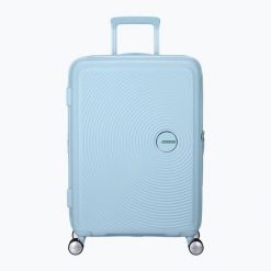 Walizka podróżna American Tourister Soundbox 8. Niebieskie walizki męskie American Tourister, bez wzorów. Za 659.99 zł.