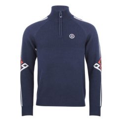 Sweter z kołnierzem 1/2 zip Peak Mountain Ciao. Niebieskie swetry męskie Peak Mountain, bez wzorów, sportowe, bez kołnierzyka, bez ramiączek. W wyprzedaży za 286.50 zł.