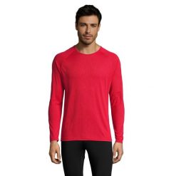 Męska Koszulka Sportowa Z Długim Rękawem. Czerwone t-shirty sportowe męskie SOL'S, m, bez wzorów, sportowe, bez ramiączek. Za 48.99 zł.