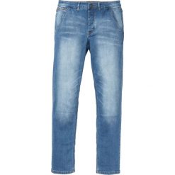 Dżinsy ze stretchem chino Slim Fit Straight bonprix niebieski "medium bleached used". Eleganckie spodnie męskie marki bonprix. Za 79.99 zł.