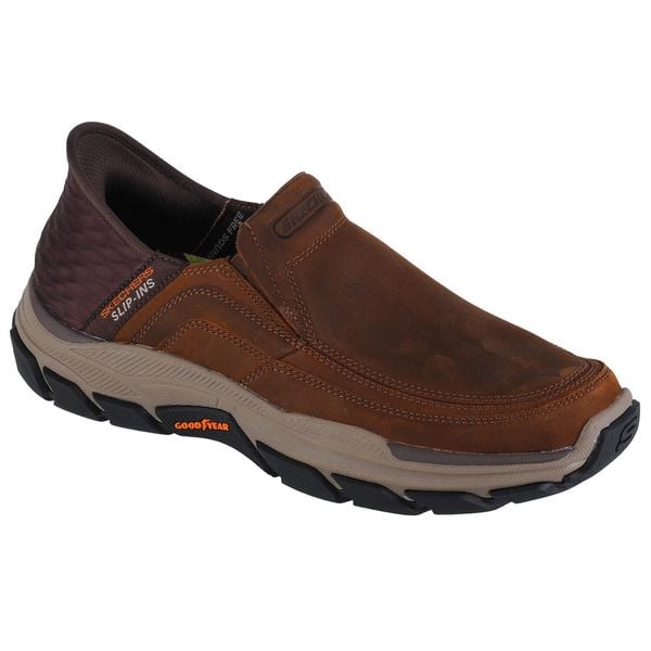 Buty sportowe Sneakersy męskie, Skechers Respected - Elgin Slip-ins. Brązowe buty sportowe na co dzień męskie Skechers, m, bez wzorów, casualowe, bez ramiączek, bez kaptura, trekkingowe. Za 399.99 zł.