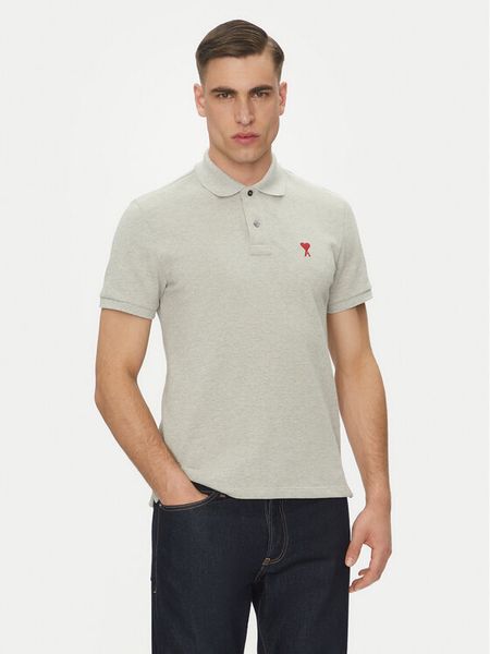 AMI Paris Polo BFUPL001.760 Szary Regular Fit. Szare koszulki polo męskie AMI PARIS, m, bez wzorów, z bawełny, bez kołnierzyka, bez ramiączek. Za 649.99 zł.
