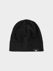4F Czapka z wełny Merino uniseks - czarna S/M. Czarne czapki męskie 4f, bez wzorów, z wełny, klasyczne. W wyprzedaży za 29.99 zł.