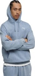 Bluza męska Puma ESS Elevated Relaxed Wash Hoodie niebieska 688049 34 L. Niebieskie bluzy nierozpinane męskie Puma, l, bez wzorów, bez ramiączek, bez kaptura. Za 285.93 zł.
