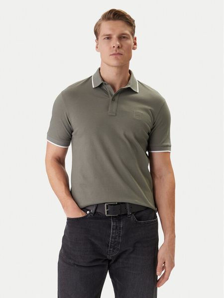 BOSS Polo Passertip 50507699 Szary Regular Fit. Szare koszulki polo męskie Boss, m, bez wzorów, z bawełny, bez kołnierzyka, bez ramiączek. Za 399.99 zł.
