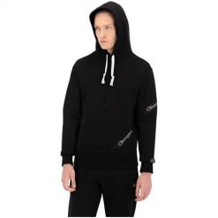 Bluza sportowa męska Champion Asymmetric Pocket Hoodie. Czarne bluzy nierozpinane męskie CHAMPION, l, bez wzorów, sportowe, bez ramiączek, z kapturem. Za 243.00 zł.