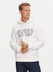 Guess Bluza M4YQ36 K9Z21 Biały Regular Fit. Białe bluzy nierozpinane męskie Guess, m, z aplikacjami, z bawełny, bez ramiączek, bez kaptura. Za 199.99 zł.