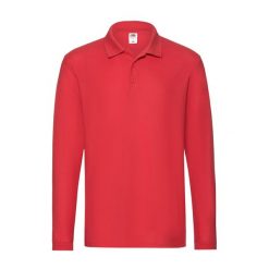 Męska Koszulka Polo Premium Z Długim Rękawem. Czerwone koszulki polo męskie Fruit of the Loom, m, bez wzorów, bez kołnierzyka, bez ramiączek. Za 68.99 zł.