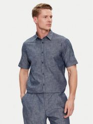 United Colors Of Benetton Koszula 5WV1UQ03P Niebieski Regular Fit. Niebieskie koszule męskie United Colors Of Benetton, m, bez wzorów, z bawełny, bez kołnierzyka, bez ramiączek. Za 129.99 zł.