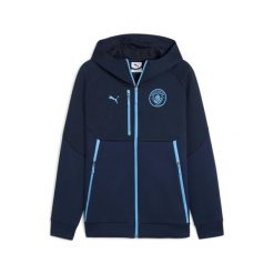 Rozpinana bluza Manchester City 2025/26. Niebieskie bluzy rozpinane męskie Puma, bez wzorów, sportowe, bez ramiączek, bez kaptura. Za 369.50 zł.