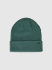 4F Czapka beanie uniseks - oliwkowa Uniwersalny. Brązowe czapki męskie 4f, na zimę, bez wzorów, z materiału. Za 39.99 zł.