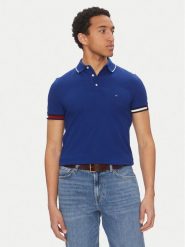 Tommy Hilfiger Polo Flag Cuff MW0MW38458 Niebieski Slim Fit. Niebieskie koszulki polo męskie Tommy Hilfiger, l, bez wzorów, z bawełny, bez kołnierzyka, bez ramiączek. Za 229.99 zł.