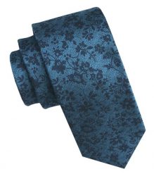 Elegancki i Modny Męski Krawat - Angelo di Monti - Ciemnoniebieski, Wzór Kwiecisty. Niebieskie krawaty i muchy męskie Angelo di Monti, bez wzorów, z tkaniny, eleganckie. Za 45.00 zł.