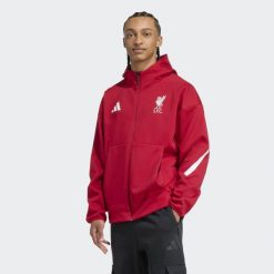 Liverpool FC ADIDAS Z.N.E. Bluza reprezentacyjna. Czerwone bluzy nierozpinane męskie ADIDAS, bez wzorów, sportowe, bez ramiączek, bez kaptura. W wyprzedaży za 422.55 zł.