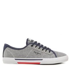 Tenisówki Pepe Jeans. Niebieskie trampki męskie Pepe Jeans, bez wzorów, z jeansu, bez zapięcia. Za 169.99 zł.