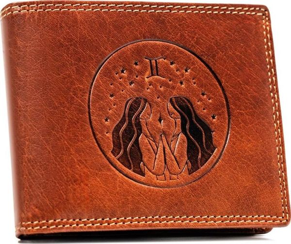 Peterson Duży, skórzany portfel męski z tłoczeniem przedstawiającym znak zodiaku - Peterson NoSize. Portfele męskie Peterson, bez wzorów. Za 107.23 zł.