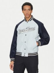 Guess Jeans Kurtka bomber M5GL32 WHAA2 Błękitny Regular Fit. Niebieskie kurtki męskie Guess Jeans, m, z aplikacjami, z jeansu, bez ramiączek, bez kaptura. Za 339.99 zł.