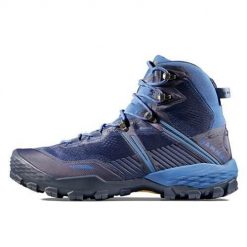 Buty trekkingowe męskie Mammut Ducan Ii High Gtx. Niebieskie buty zimowe męskie Mammut, bez wzorów, z materiału, sportowe, za kostkę, bez obcasa, bez zapięcia. Za 839.99 zł.