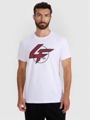 4F T-shirt regular z nadrukiem męski - biały S. Białe t-shirty męskie 4f, m, bez wzorów, z bawełny, bez kołnierzyka, bez ramiączek. Za 59.99 zł.