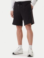 Tommy Hilfiger Szorty sportowe Global Stripe MW0MW42883 Czarny Regular Fit. Czarne szorty sportowe męskie Tommy Hilfiger, bez wzorów, z bawełny, sportowe. Za 409.99 zł.