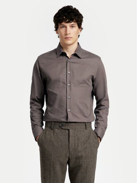 Selected Homme Koszula 16090212 Szary Slim Fit. Szare koszule męskie Selected Homme, m, bez wzorów, z bawełny, bez kołnierzyka, bez ramiączek. Za 119.99 zł.
