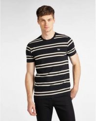 LEE BASIC STRIPE TEE MĘSKI T-SHIRT KOSZULKA W PASKI BLACK L61LEE01 112113931. Czarne t-shirty męskie Lee, l, bez wzorów, bez kołnierzyka, bez ramiączek. Za 69.99 zł.
