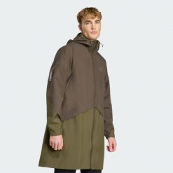 Parka przeciwdeszczowa Terrex Multi 2 Layer CLIMAPROOF. Brązowe parki męskie ADIDAS, bez wzorów, z puchu. Za 749.00 zł.