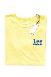 LEE HALF SLEEVE GRAPHIC RELAXED FIT MĘSKI T-SHIRT KOSZULKA LOGO YELLOW SIGN L63GFELN 112115028. Żółte t-shirty męskie Lee, l, bez wzorów, bez kołnierzyka, bez ramiączek. Za 69.99 zł.