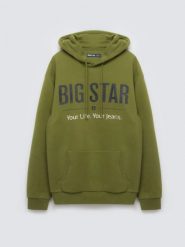 Bluza męska z kapturem z logo BIG STAR zielona Ashlyno 301. Zielone bluzy z kapturem męskie Big Star, l, bez wzorów, z dzianiny, z kapturem. Za 249.99 zł.