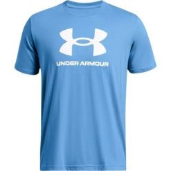 Koszulka sportowa męska Under Armour K15742. Niebieskie t-shirty sportowe męskie Under Armour, m, bez wzorów, z bawełny, sportowe, bez ramiączek. Za 182.00 zł.
