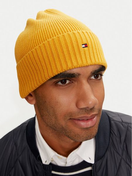 Tommy Hilfiger Czapka Flag AM0AM12796 Żółty. Żółte czapki męskie Tommy Hilfiger, na zimę, bez wzorów, z bawełny. Za 169.99 zł.