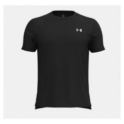 Koszulka do biegania męska Under Armour Launch Elite. Czarne buty do biegania męskie Under Armour, bez wzorów, bez zapięcia, do biegania. Za 139.99 zł.