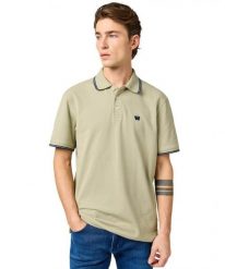 MESKA KOSZULKA WRANGLER POLO SHIRT TEA 112362829. Koszulki polo męskie Wrangler, xl, bez wzorów, bez kołnierzyka, bez ramiączek. Za 99.99 zł.