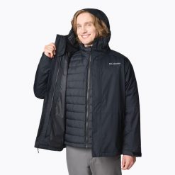 Kurtka 3w1 Columbia Point Park Interchange Jacket - black M. Czarne kurtki męskie Columbia, m, bez wzorów, sportowe, bez ramiączek, bez kaptura. Za 761.19 zł.