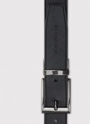 PAKO LORENTE - Dwustronny skórzany pasek męski. Czarne paski męskie Pako Lorente, bez wzorów, ze skóry. Za 199.99 zł.