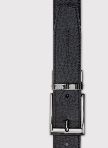 PAKO LORENTE - Dwustronny skórzany pasek męski. Czarne paski męskie Pako Lorente, bez wzorów, ze skóry. Za 199.99 zł.