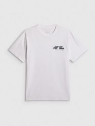 4F T-shirt regular gładki męski - biały M. Białe t-shirty męskie 4f, m, bez wzorów, z dresówki, bez kołnierzyka, bez ramiączek. Za 69.99 zł.
