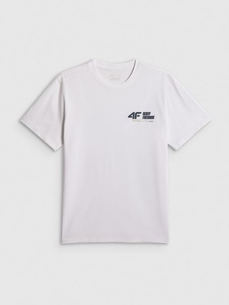 4F T-shirt regular gładki męski - biały S. Białe t-shirty męskie 4f, m, bez wzorów, z dresówki, bez kołnierzyka, bez ramiączek. Za 69.99 zł.