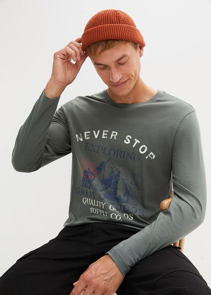 Shirt z długim rękawem (2 szt.). Niebieskie koszulki męskie z długim rękawem bonprix, l, bez wzorów, bez kołnierzyka, bez ramiączek. Za 127.99 zł.