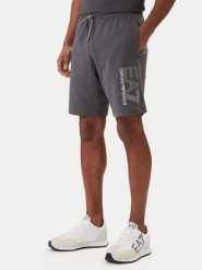 EA7 Emporio Armani Szorty sportowe 7M001315 AF13512 Szary Regular Fit. Szare szorty sportowe męskie EA7 Emporio Armani, bez wzorów, z bawełny, sportowe. Za 409.99 zł.