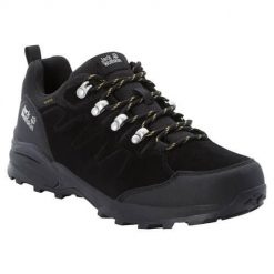 Buty trekkingowe męskie Jack Wolfskin Refugio Texapore Low. Czarne buty trekkingowe męskie Jack Wolfskin, bez wzorów, z gumy, bez zapięcia, trekkingowe. Za 559.99 zł.