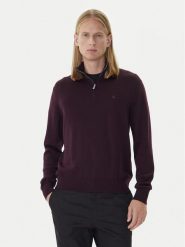 Calvin Klein Sweter LV04LD318G Bordowy Regular Fit. Czerwone kardigany męskie Calvin Klein, m, bez wzorów, z wełny, bez ramiączek. Za 539.99 zł.