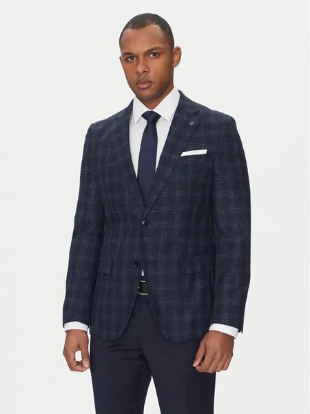BOSS Marynarka H-Hutson-233 50535057 Granatowy Slim Fit. Niebieskie marynarki męskie Boss, m, bez wzorów, z wełny. Za 1,339.00 zł.