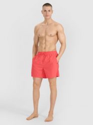 4F Spodenki plażowe boardshorty męskie - czerwone M. Czerwone szorty męskie 4f, bez wzorów, z syntetyku, wakacyjne. W wyprzedaży za 79.99 zł.