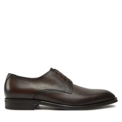 Półbuty BOSS. Brązowe eleganckie półbuty męskie Boss, wizytowe, bez obcasa, bez zapięcia. Za 1,119.00 zł.