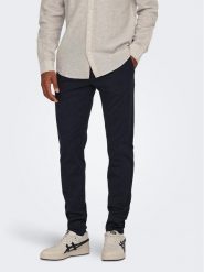Only & Sons Chinosy 22026326 Granatowy Slim Tapered Fit. Niebieskie eleganckie spodnie męskie Only & Sons, bez wzorów, z syntetyku. Za 179.99 zł.