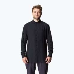 Koszula męska Houdini Longsleeve Shirt. Czarne koszule męskie Houdini, m, bez wzorów, bez kołnierzyka, bez ramiączek. Za 279.99 zł.