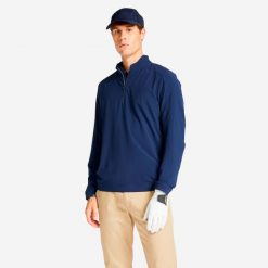 Bluza do golfa męska Inesis RW500 wiatroszczelna hydrofobowa. Niebieskie bluzy nierozpinane męskie INESIS, m, bez wzorów, z elastanu, sportowe, bez ramiączek, bez kaptura. Za 139.99 zł.