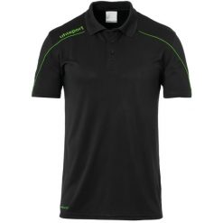 Polo Uhlsport Stream 22. Czarne koszulki polo męskie Uhlsport, s, bez wzorów, z materiału, sportowe, bez kołnierzyka, bez ramiączek. Za 148.50 zł.